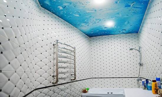 Натяжной потолок с фотопечатью 5 кв.м. - Ванная Натяжной потолок с фотопечатью 5 кв.м. - Ванная - Солигорск